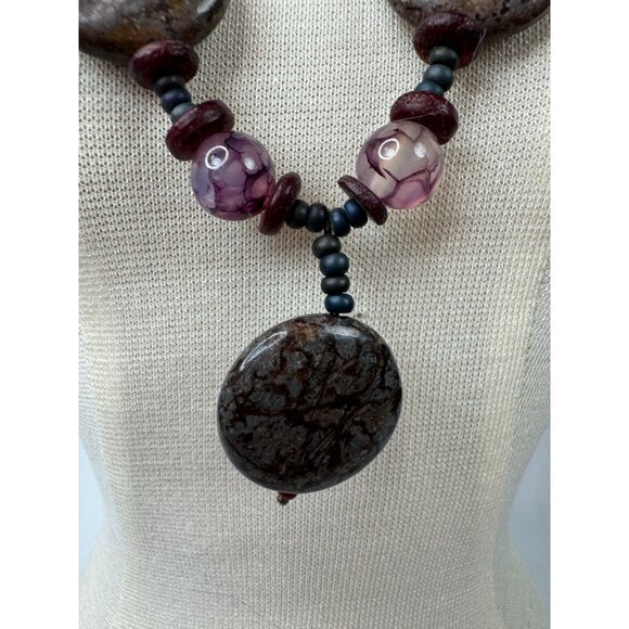 Ferruginous Quartz & Dragon Vein Agate Healing Stones Necklace 10" - Picture 9 of 16